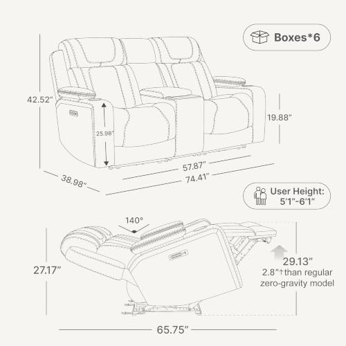 Image of Watson & Whitely Power Reclining Sofa Loveseat with Console, Dark Brown