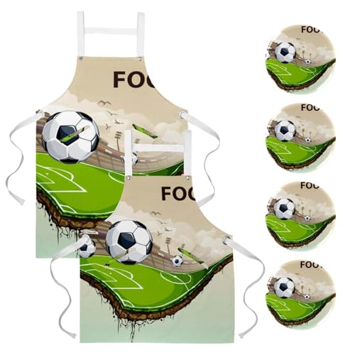 Tablier de serveuse pour nettoyage et pâtisserie à motif football créatif