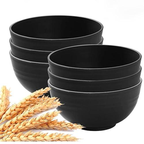 GZTFPQ Light Weight Bowls Set of 6, Plastic Bowls, Noodle Bowl Ramen Bowl Unbreakable and Reusable Bowls Set for Rice, Noodles, Soup, Fruit Bowls Set
