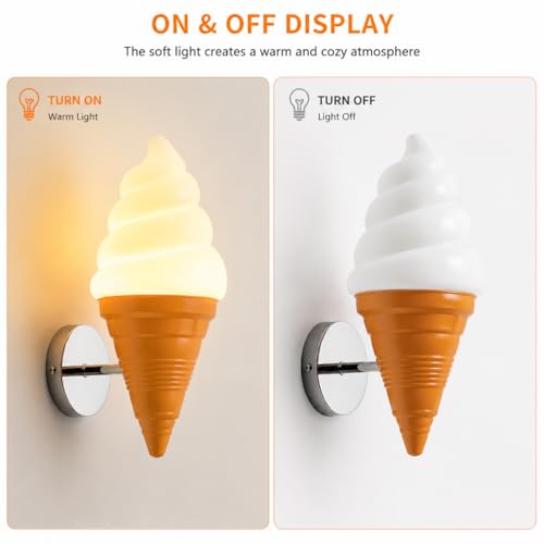 Image of Ice Cream wall lamp Spiral Cone Decorative wall Light Fixture, DIY Lighting Fixtures for Kitchens, Dining Rooms and More(Orange)