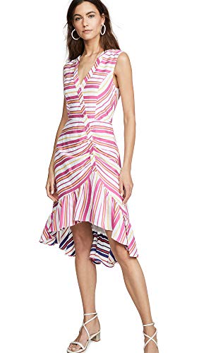 Parker Women's Candy Button Front Ruched Midi Dress, Poolside Stripe, 00 #TOP25