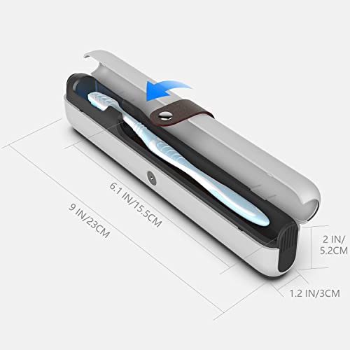 Image of StarWin Portable UV Toothbrush Sanitizer Travel Case With Auto Cycle Sterilization Function - Rechargeable Cleaner Holder for Manual and Most Electric Brush Heads