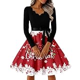 Darringls Robe de Noël pour femme - Imprimé bonbons - Robe midi - Ligne A - Swing Rockabilly - Robe de cocktail - Imprimé de Noël - Robe de fête élégante - Robe rouge pour femme, rouge, M