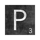 The Sign Shoppe - Metal Scrabble Tiles - Comes in a Variety of Colors and Letters (P (Black), 4x4)