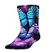 UTRSIFB Boy's Leisure Sports Socks, All Season Stockings, Soft Fashion Breathable Dress Decor Boots Socks Purple Butterfly