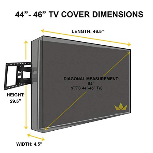 Clicks Depot Outdoor Tv Cover 44 To 46 Inches With Bottom Cover, Waterproof Thick Fabric, Weatherproof Outdoor Tv Enclosure For Outside Tv, Beige #TOP6