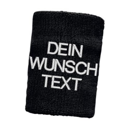 Schweissband Text Initialen Motiv Design Monogramm Schweißband mit Stickerei Sweatband Bestickt & Absorbierendes Wristband Frottee | Sport-Training-Armbad-Schweiß-Gelenk (Text - 3. Zeilen)