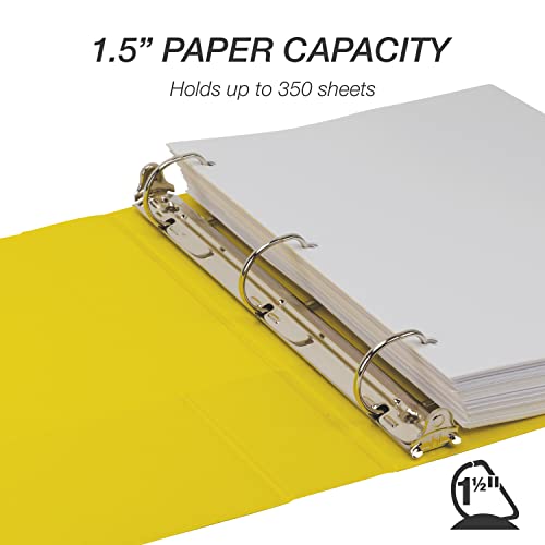Image of Samsill Durable 1.5 inch 3 Ring Binder, D Ring Binder, 100% Recycled Chipboard, Yellow, 4 Pack