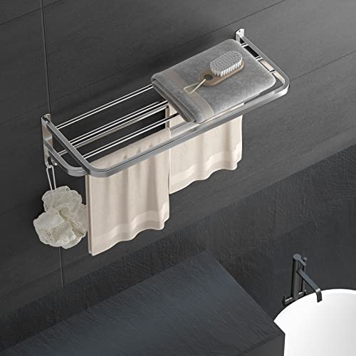 Dds-Dudes Bathroom Towel Rack Towel Shelf With Double Towel Bars Lavatory Wall Mount Holder With Hooks Stainless Steel Hotel Bath Rack 24 Inches #TOP5