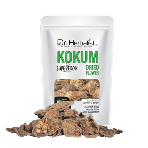 Dr. HERBALIST Kokum Flower 100g - Dried Garcinia Indica from India's Konkan Coast | Traditional Souring Agent for Sol Kadhi Fish Curry & Sambar | Cooling Digestive Properties* | Halal