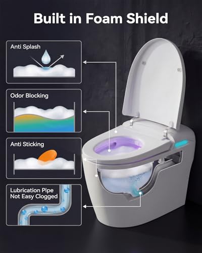 Image of TOTTE Smart Toilet with Bidet Built-in, Automatic Lid, Heated Seat & Dryer, ADA Comfort Height Bidet Toilet, Foam Shield, Night Light, Instant Warm Water, Built-in Aroma System for Modern