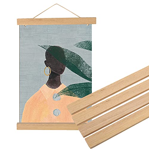 Colgador de Cartel Magnético Marco de Foto Colgante, Colgadores para Cuadros de Madera Blanca Natural DIY Obra de Arte para La Decoración del Hogar(40cm)