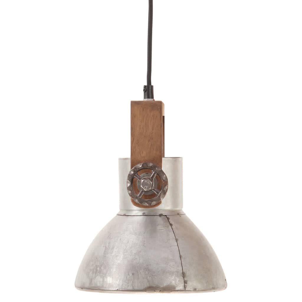 vidaXL Hängelampe Industriestil Pendelleuchte Deckenlampe Pendellampe Industrielampe Deckenleuchte Hängeleuchte Lampe Leuchte 25W Silbern Rund 19cm E27