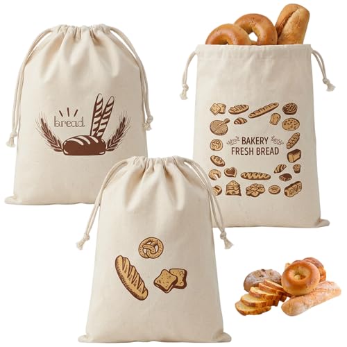 Image of 3 PCS Beeswax Bread Bags, Reusable Bread Storage Bags for Homemade Bread, Multi-Purpose Kitchen Storage Solution for Daily Baking and Gift Giving