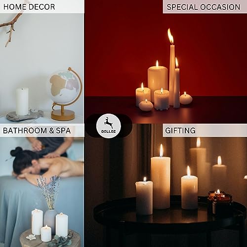 Image of Paraffin Wax Pillar Candle | Dripless | Smokeless | Unscented | Burning time- 60 hrs | Hand Poured | Christmas Candle (Set of 2, 3 X 6 Inch, White)