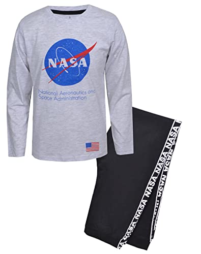 eplusm NASA Jungen Schlafanzug-Set, Langarm Baumwolle Kinder Kleid Süßes Muster Winter Nachtwäsche Weihnachten Raumfahrt Jüngen Bekleidung Pajama Set 134cm 140cm 146cm 152cm 158cm 164cm (134) Cover