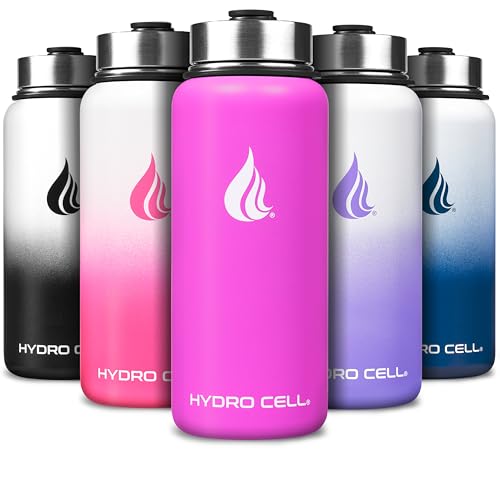 Image of HYDRO CELL Stainless Steel Insulated Water Bottle with Straw - For Cold & Hot Drinks - Metal Vacuum Flask with Screw Cap and Modern Leakproof Sport Thermos for Adults (Fuchsia 32oz)