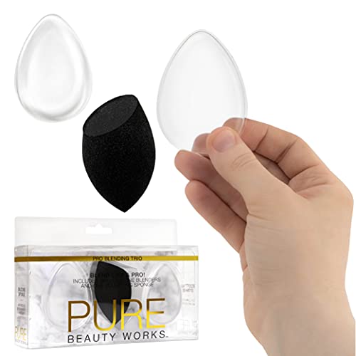 Pure Beauty Works Pro Blending Trio 2 Silicone Blending Sponges 1 Makeup Sponge...