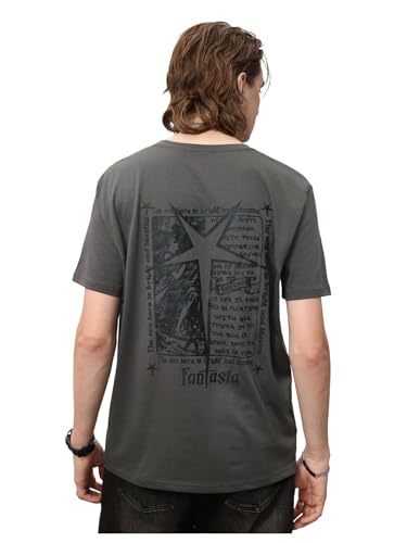 BEAUDRM Men's Y2K Graphic T-Shirts Short Sleeve Crew Neck Drop
