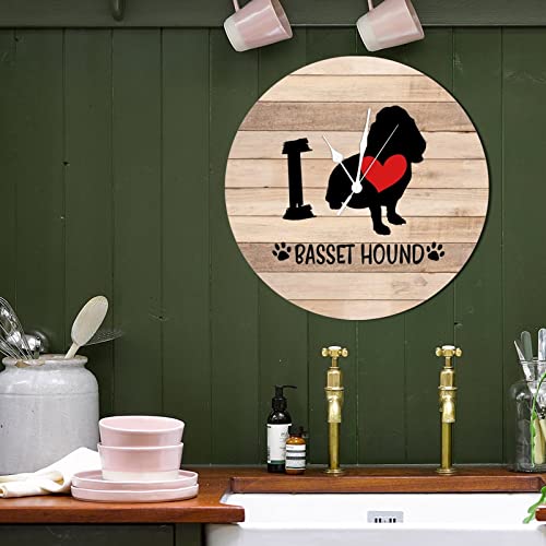 Horloge murale chien en bois de 38 cm style rustique et shabby