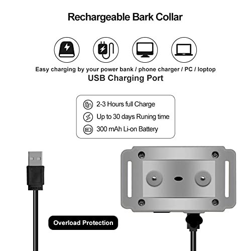 Petjoy Shock Collar, Waterproof & Rechargeable Bark Collar W/5 Adjustable Sensitivity And 7 Progressive Levels Using Beep & Shock(Silver) #TOP2