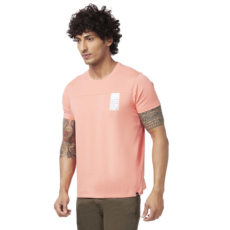 Image of Spykar Men's Slim Fit Round Neck Half Sleeve Solid Casual T-Shirt