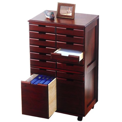 ダークブラウン木製タンス 8引き出し