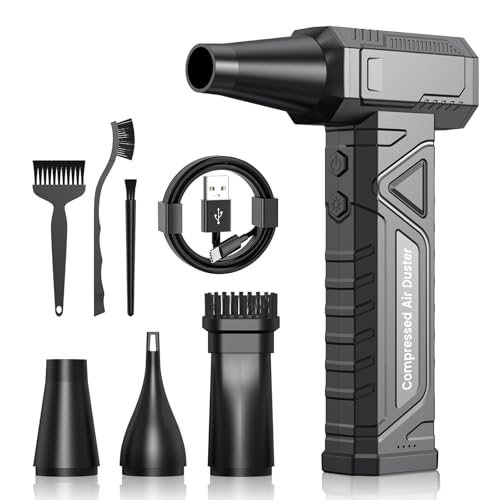 Elektrische Staubgebläse Druckluftspray für PC Reinigung - Electric Air Duster 200000 RPM, 4-Gang Einstellbare Mini-Gebläse mit Akku, Luftgebläse für Tastatur, Haus, Outdoor, Auto, W18, Schwarz