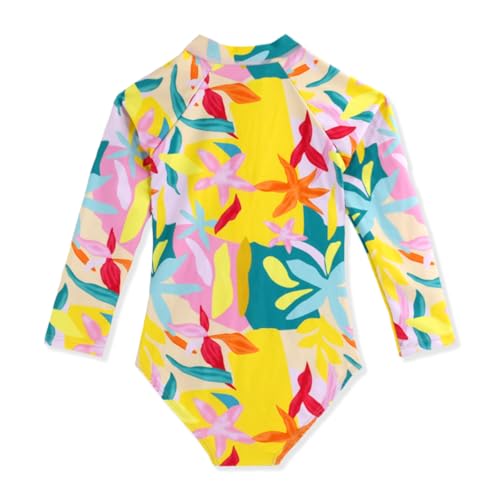 Girls Long Sleeve Swimsuit One Piece Bathing Suit Zipper UPF 50+ Rash Guard Swimwear Size 3-12T2