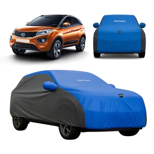 Image of PROTEGO Prime Series India's 1st Anti-Tear Car Cover for Tata Nexon | Heavy Duty, Custom Fit, All Weather Protection | 100% Waterproof, Windproof & Hail Resistant | 2 Year Warranty | Blue + Black