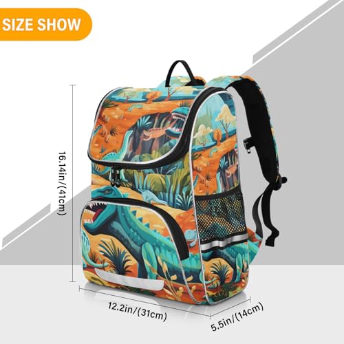 Mochila de viaje con dinosaurio fire reflectante para trayectos escolares de niños 3