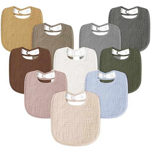 Susurration Lätzchen Baby Musselin Halstuch Baby für Junge und Mädchen,Halstuch Sabberlätzchen Baby Verstellbare 10 Stück