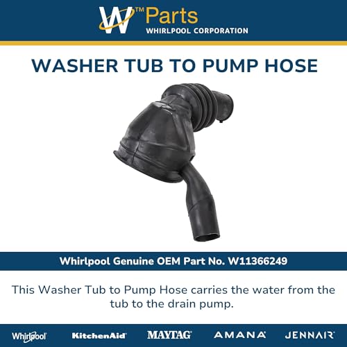 Whirlpool W11366249 WP7430P044-60 OEM Washer Tub to Pump Hose, Black by Whirlpool - Image 3