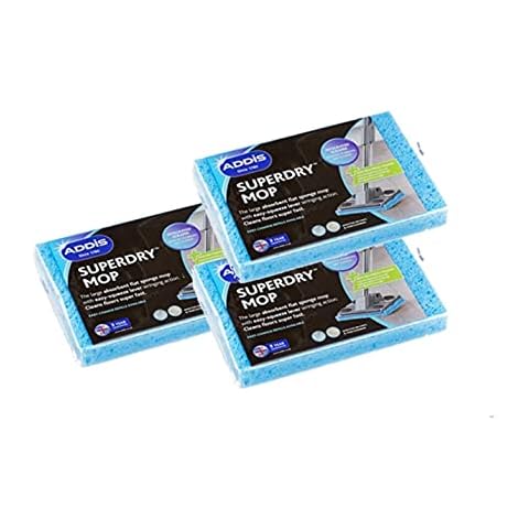 Addis Superdry Sponge Mop Replacement Refill Heads, Pack of 3, Blue Cover