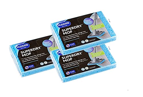 Addis Superdry Sponge Mop Replacement Refill Heads Pack of 3 Blue