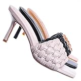 Aquapillar High Heel Puffy Woven Mule - Women Stiletto Pillow Weave Sandal
