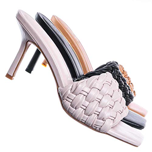 Aquapillar High Heel Puffy Woven Mule - Women Stiletto Pillow Weave Sandal #TOP14