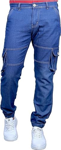 Men's Classic Mid Rise Regular Fit Cotton Blend Cargo (Blue)