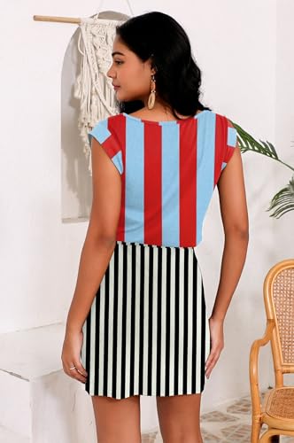 Image of SAUKOLE Womens Summer Dress Casual Cap Sleeve Square Neck Buttons Short Dress with Pockets Loose Drawstring Waist Dresses