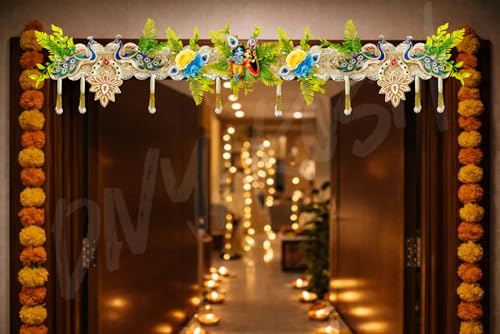 Image of Divyakosh Artificial Flower Toran for Door Decoration 40 Inch | Floral Bandanwar Toran for Home Entrance, Mandir, Pooja Room |Toran for Entrance Door Stylish | Artificial Garland
