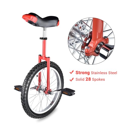 Image of AW 16 /18 /20 /24 Inch Wheel Outdoor Unicycle Adjustable Seat Exercise Bicycle | Fit Adults Kids Outdoor Sports Fitness Exercise, Various colors For Choice