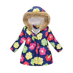 BFUABD Gewatteerde Jas Voor Kinderen, Jongens Meisjes Modeprint Cartoon Lange Kraag Capuchon Gewatteerde Fleece Warme…