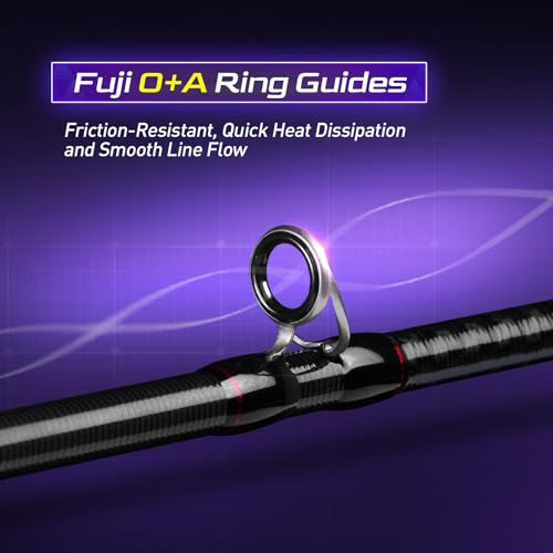Handing Magic L Baitcaster Rod Freshwater Fishing Rods, 6\'6\'\'-8\' Casting Rod, Fuji O+A Ring Guides, 24+30T Carbon Fiber Baitcasting Rod 2 Pieces Bass Fishing Rod, EVA & Cork Handle…