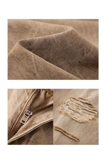 Men Summer Distressed Ripped Denim Pants Straight Loose Khaki Jeans Cotton Hollow Out Destroyed Trousers2