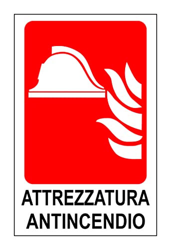  CARTELLO SEGNALETICO - ATTREZZATURA ANTINCENDIO - Con Adesivo in Vinile e Pannello in Forex (Adesivo)