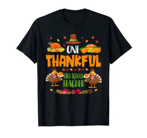 Un Agradecido Maestro de secundaria Otoño Otoño Acción de Gracias Camiseta