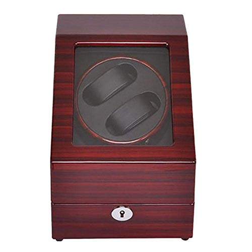Preisvergleich Produktbild NBVCX Wohnaccessoires Double Watch Winder für 2 Uhren Holzvitrine Uhrenwickler für Automatikuhren Batterieuhrengehäuse Uhrenboxen Wickler Aufbewahrungskoffer Rot