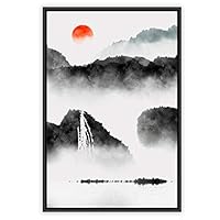 Framed Canvas Wall Art Abstract Sunrise and Sunset Canvas Prints Home Artwork Decoration for Living Room,Bedroom - 16x24 inches