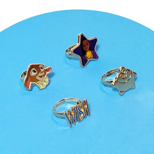 LUV HER Disney Jewelry: 4-Piece Adjustable Rings for Girls (Wish Rings with metal charm) Dress Up For Girls Perfect Disney Gifts For 6-Year-Old Girl Kid Ring For Girls Disney Wish Accessories Ages 4+ - Image 6