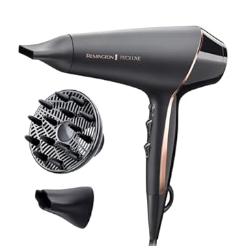 Remington Asciugacapelli Professionale 2400 W - Tecnologia OPTIheat per risultati Styling di lunga durata - 3 Accessori Styling; Cura ionica; Motore AC anti-crespo, Proluxe Midnight AC9140B